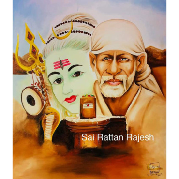 Realistic Art Shirdi Sai Baba With Lord Shiva