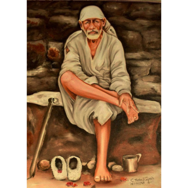 Realistic Art Shirdi Sai Baba Seating On Stone