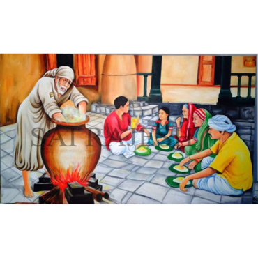 Realistic Art Shirdi Sai Baba Serving Food