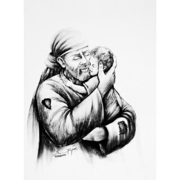 Sai Baba Sketch Sai Prem Charcol Drawing 0017