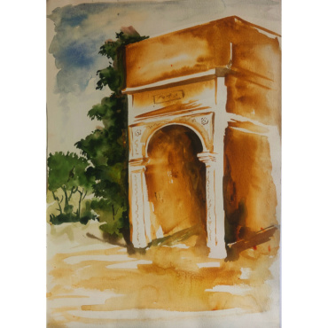 Water Color Landscape Monument