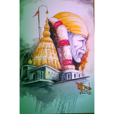 Water Color Portrait Sai Baba Painting Saideepvilas